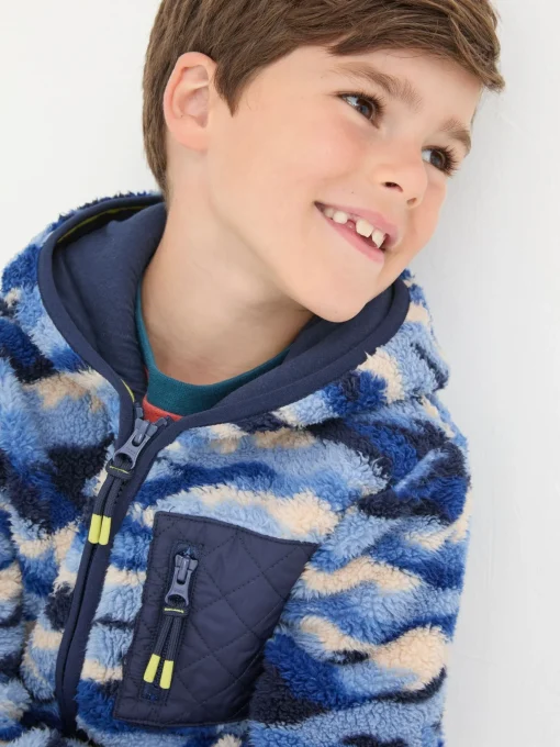 Blue Camo Zip Through Fleece