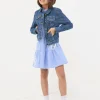 Blue Embroidered Denim Jacket