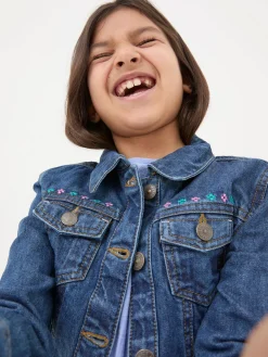 Blue Embroidered Denim Jacket