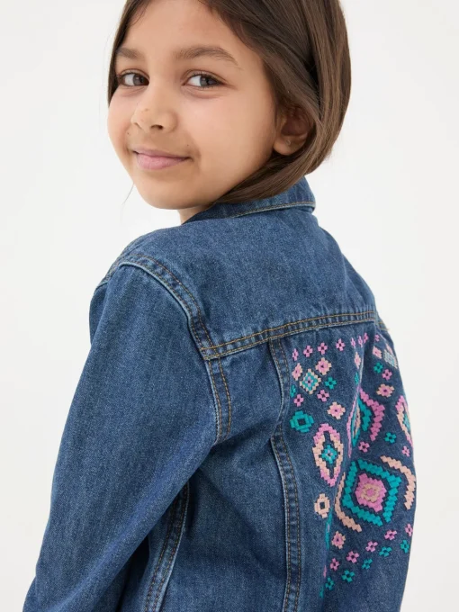 Blue Embroidered Denim Jacket