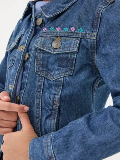 Blue Embroidered Denim Jacket