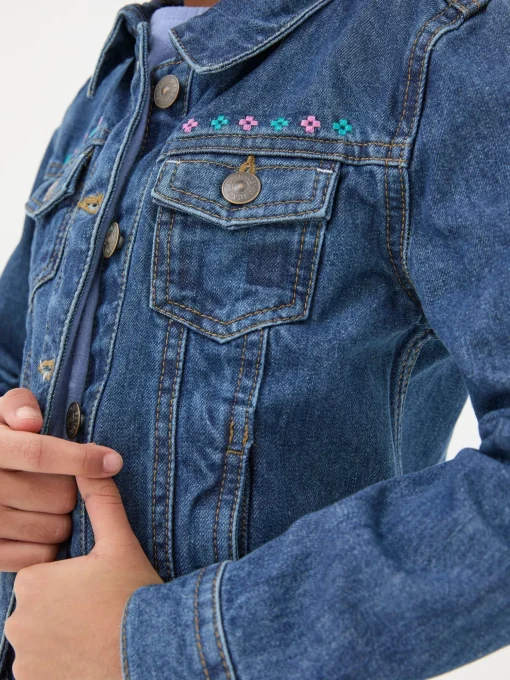 Blue Embroidered Denim Jacket