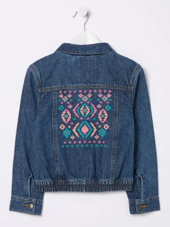Blue Embroidered Denim Jacket