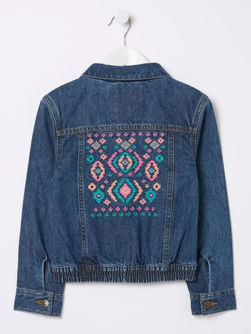 Blue Embroidered Denim Jacket