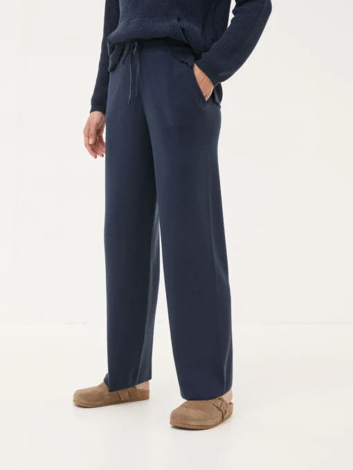 Blue Navy Knitted Wide Leg Pyjama Bottoms