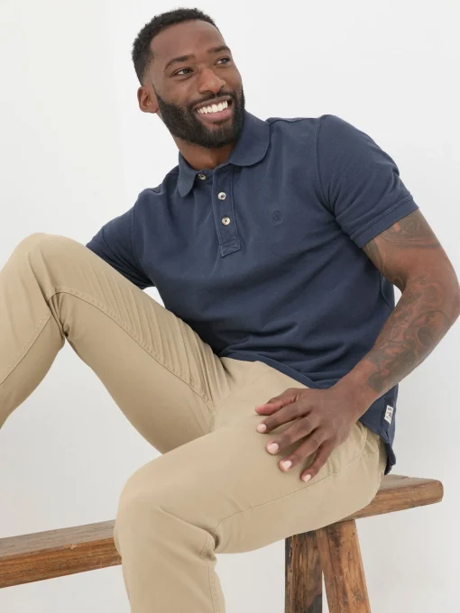 Blue Pique Polo Shirt