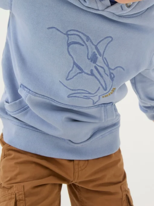 Blue Shark Graphic Popover Hoodie