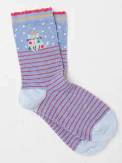 Blue Womens Cat Tree Socks 1 Pack