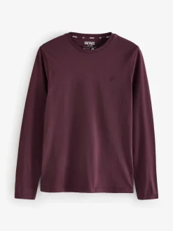 Burgundy Red Long Sleeve 100% Cotton T-Shirts 3 Pack