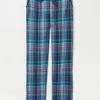 Eva Blue Navy Sparkle Check 100% Cotton Pyjama Bottoms