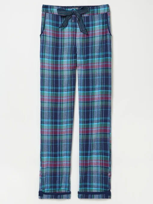 Eva Blue Navy Sparkle Check 100% Cotton Pyjama Bottoms