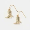 Gold Tone Cowboy Boot Earrings
