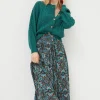 Green Millie Mirrored Floral Midi Skirt