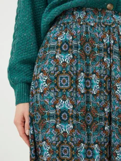 Green Millie Mirrored Floral Midi Skirt
