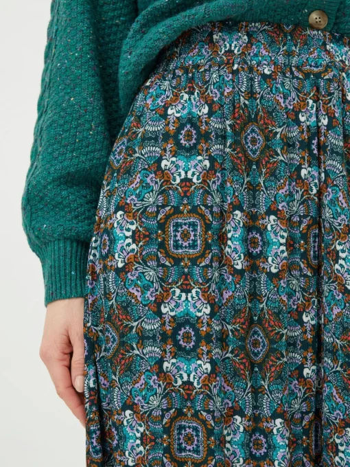 Green Millie Mirrored Floral Midi Skirt