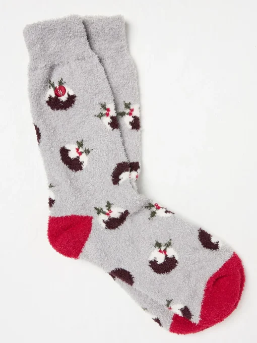 Grey Christmas Pudding Mallory Socks