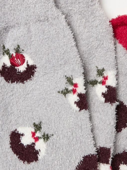 Grey Christmas Pudding Mallory Socks