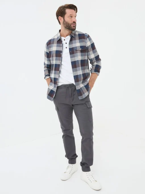 Kent Grey Cuffed Cargo Trousers