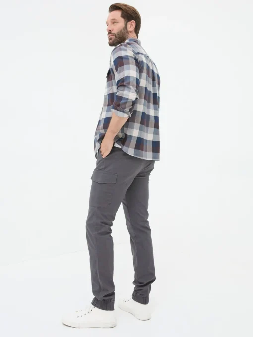 Kent Grey Cuffed Cargo Trousers