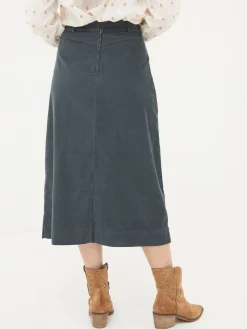 Leigh Grey Cord Midi Skirt
