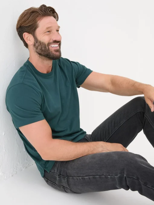 Lulworth Dark Teal 100% Cotton Organic Crew T-Shirt