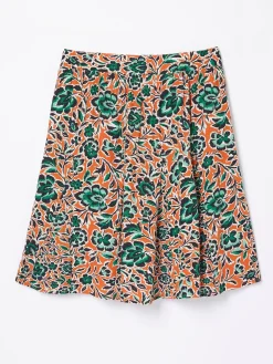 Orange Wynne Sketched Floral Skirt