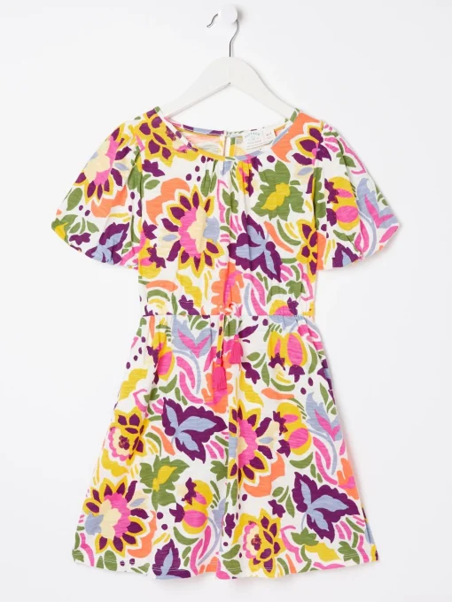 Pink Art Floral Jersey Printed Dress