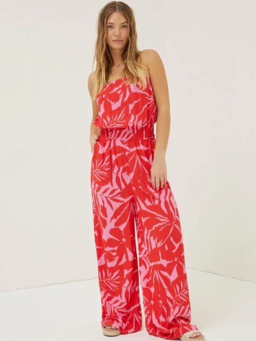 Red Bennie Ikat Jumpsuit