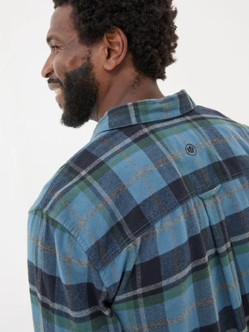 Teal Blue Long Sleeve Selby Check 100% Cotton Shirt